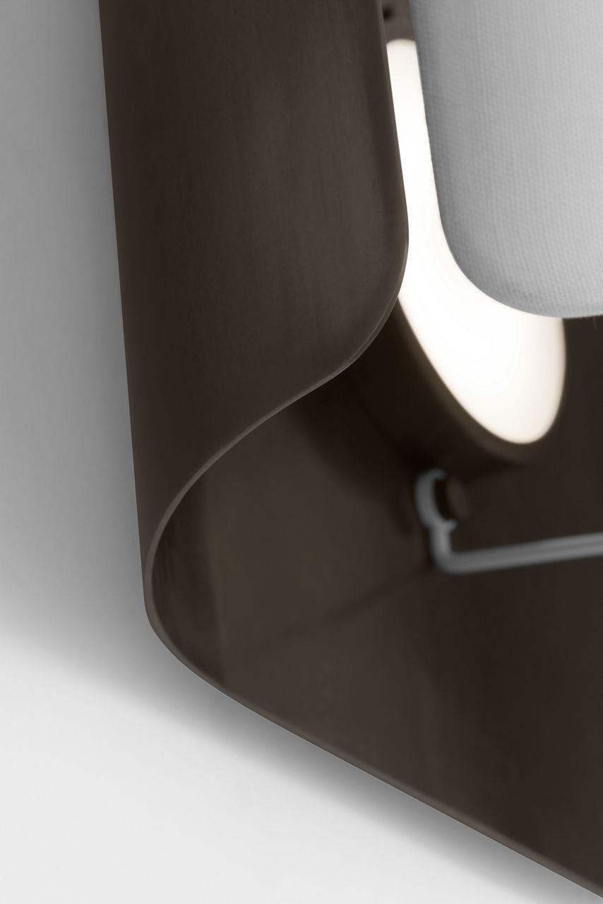 Penumbra 10" Wide Sconce | Bronze and Linen