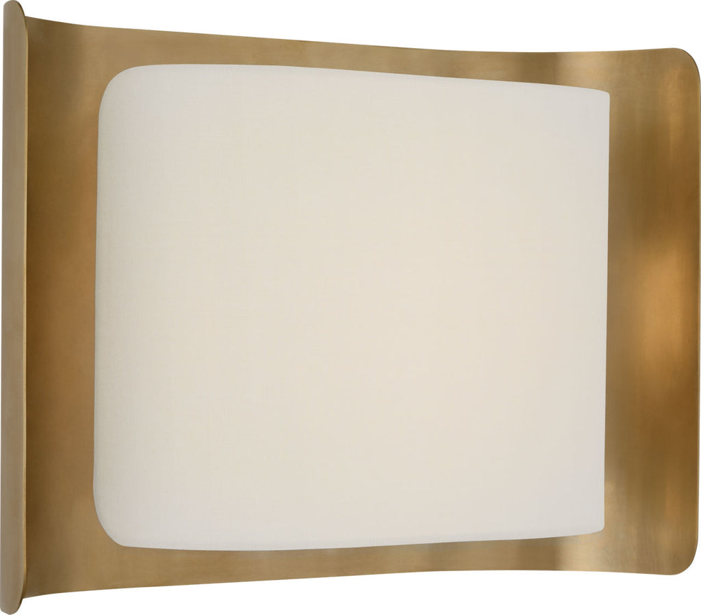 Penumbra 10" Wide Sconce | Hand-Rubbed Antique Brass and Linen
