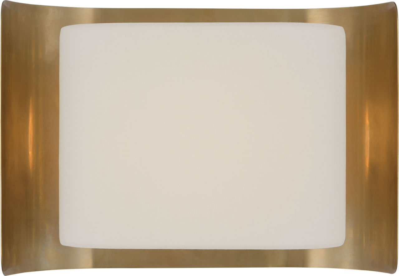 Penumbra 10" Wide Sconce | Hand-Rubbed Antique Brass and Linen