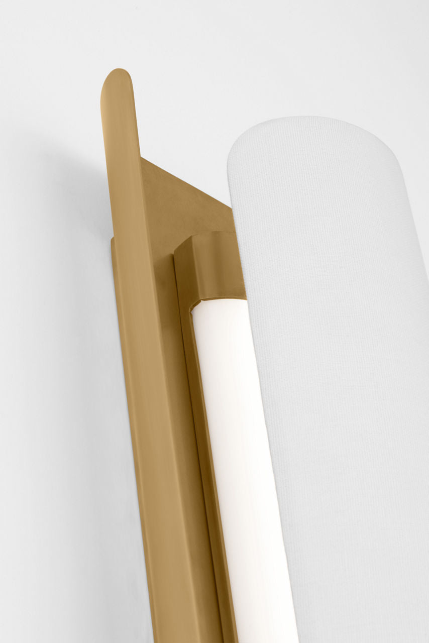 Penumbra 15" Sconce | Hand-Rubbed Antique Brass and Linen