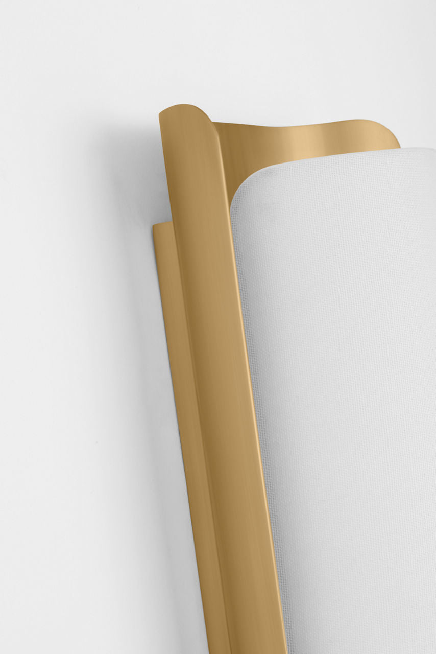 Penumbra 15" Sconce | Hand-Rubbed Antique Brass and Linen