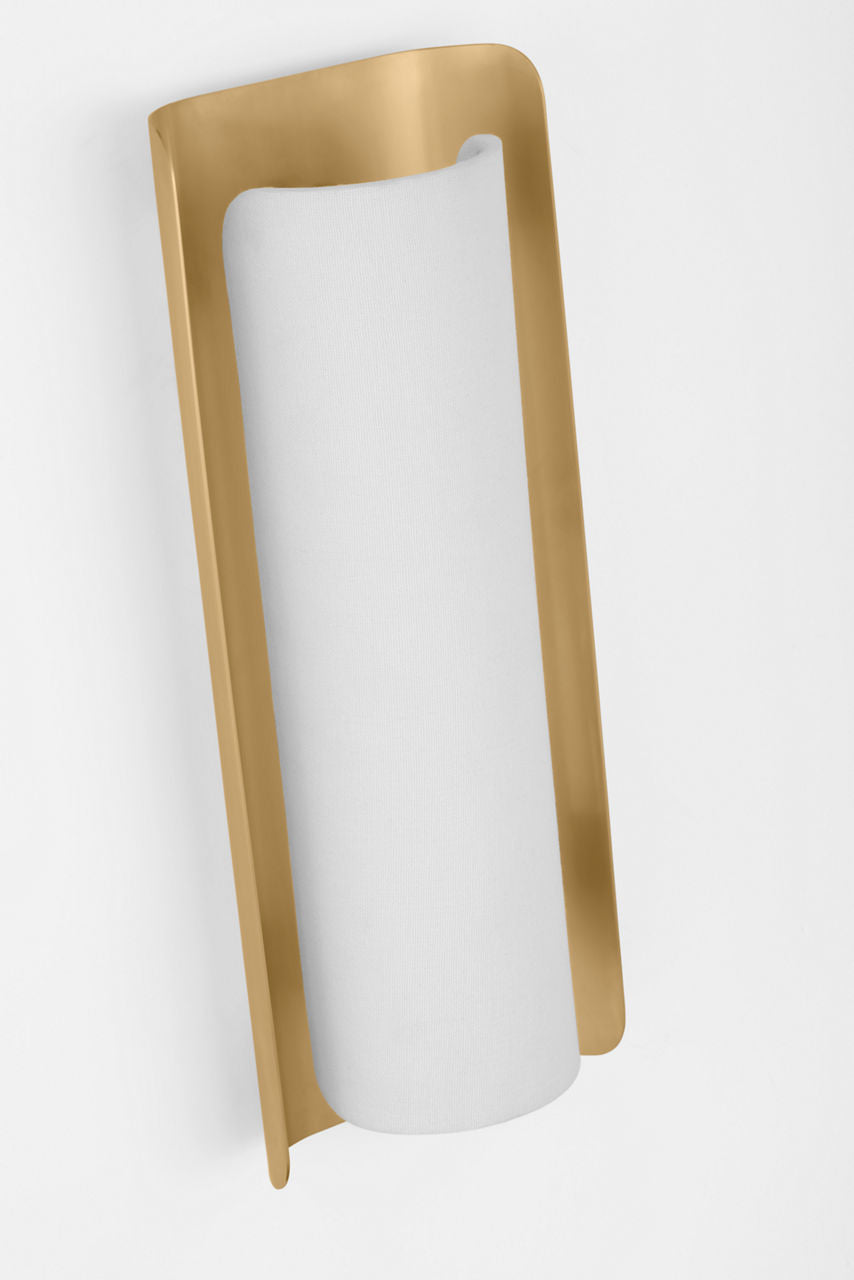 Penumbra 15" Sconce | Hand-Rubbed Antique Brass and Linen