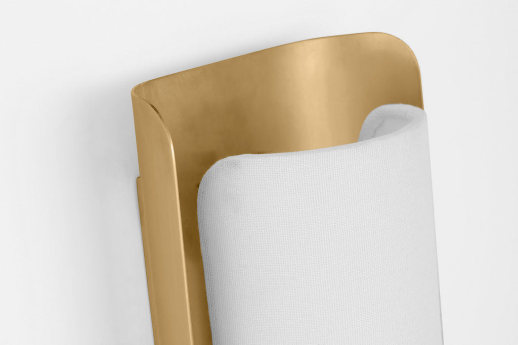 Penumbra 15" Sconce | Hand-Rubbed Antique Brass and Linen