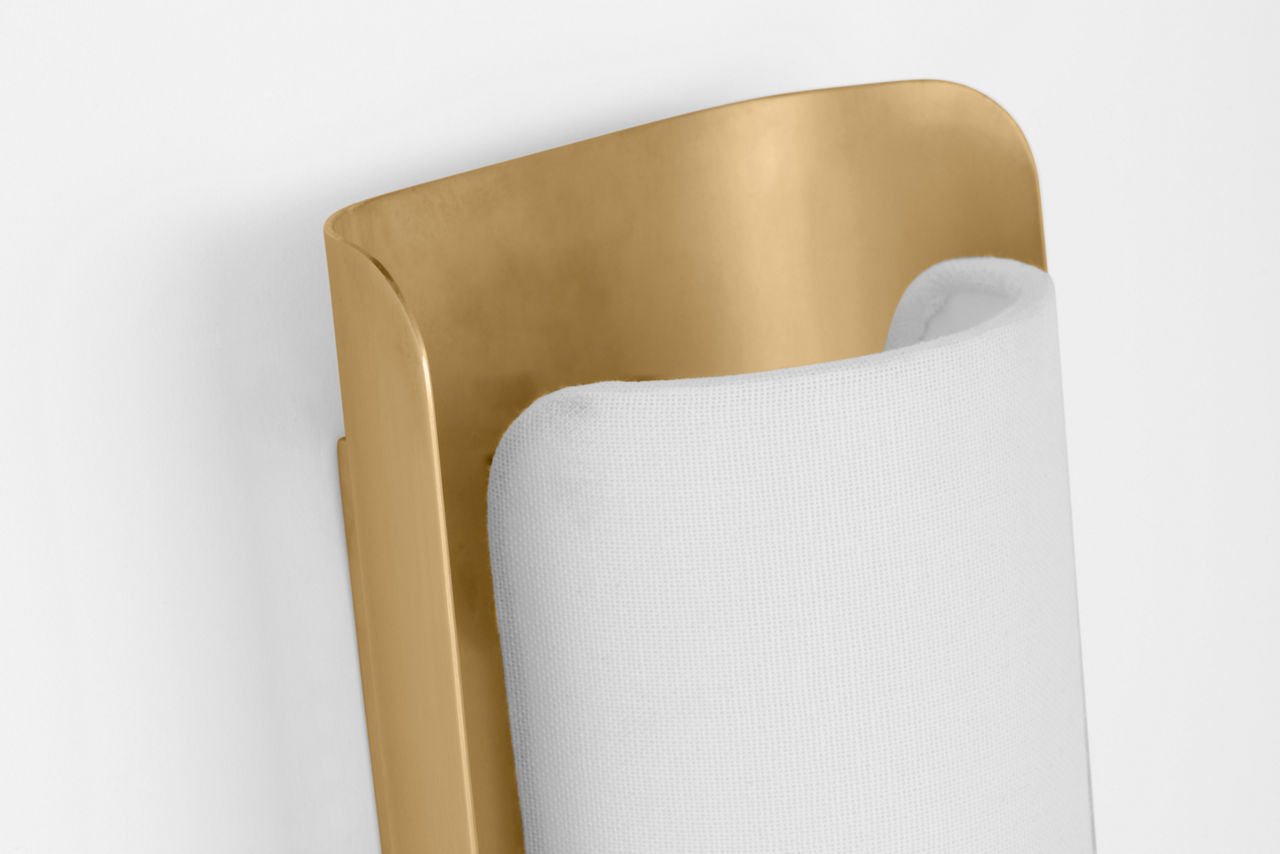 Penumbra 15" Sconce | Hand-Rubbed Antique Brass and Linen