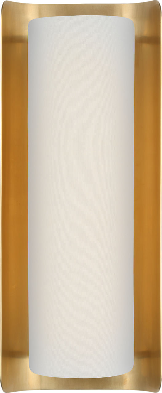 Penumbra 15" Sconce | Hand-Rubbed Antique Brass and Linen