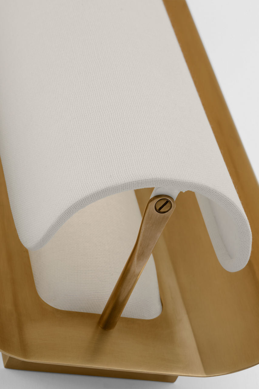 Penumbra 21" Sconce | Hand-Rubbed Antique Brass and Linen