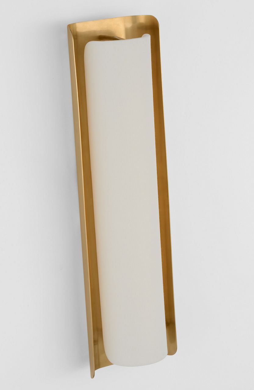 Penumbra 21" Sconce | Hand-Rubbed Antique Brass and Linen