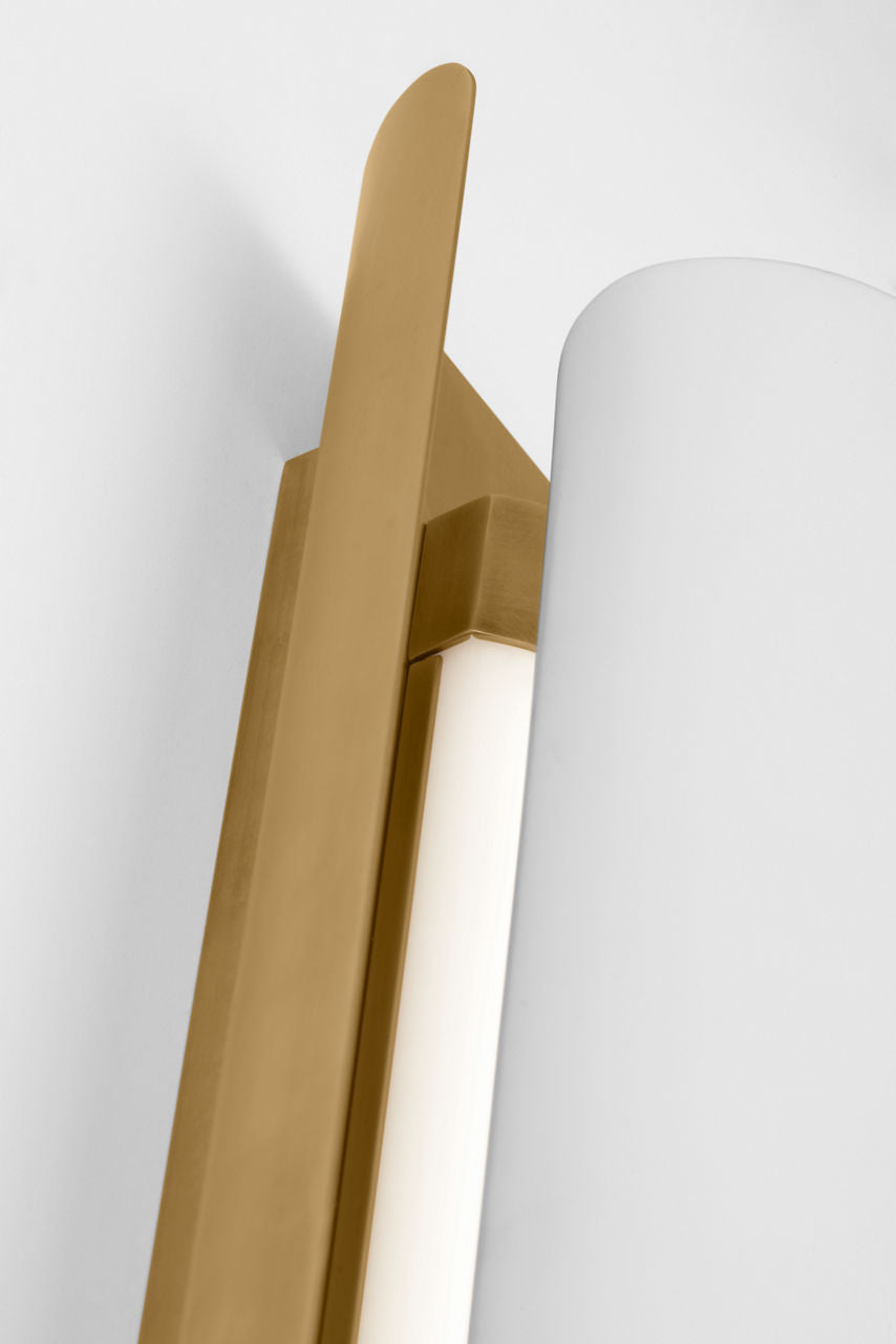 Penumbra 21" Sconce | Hand-Rubbed Antique Brass and White