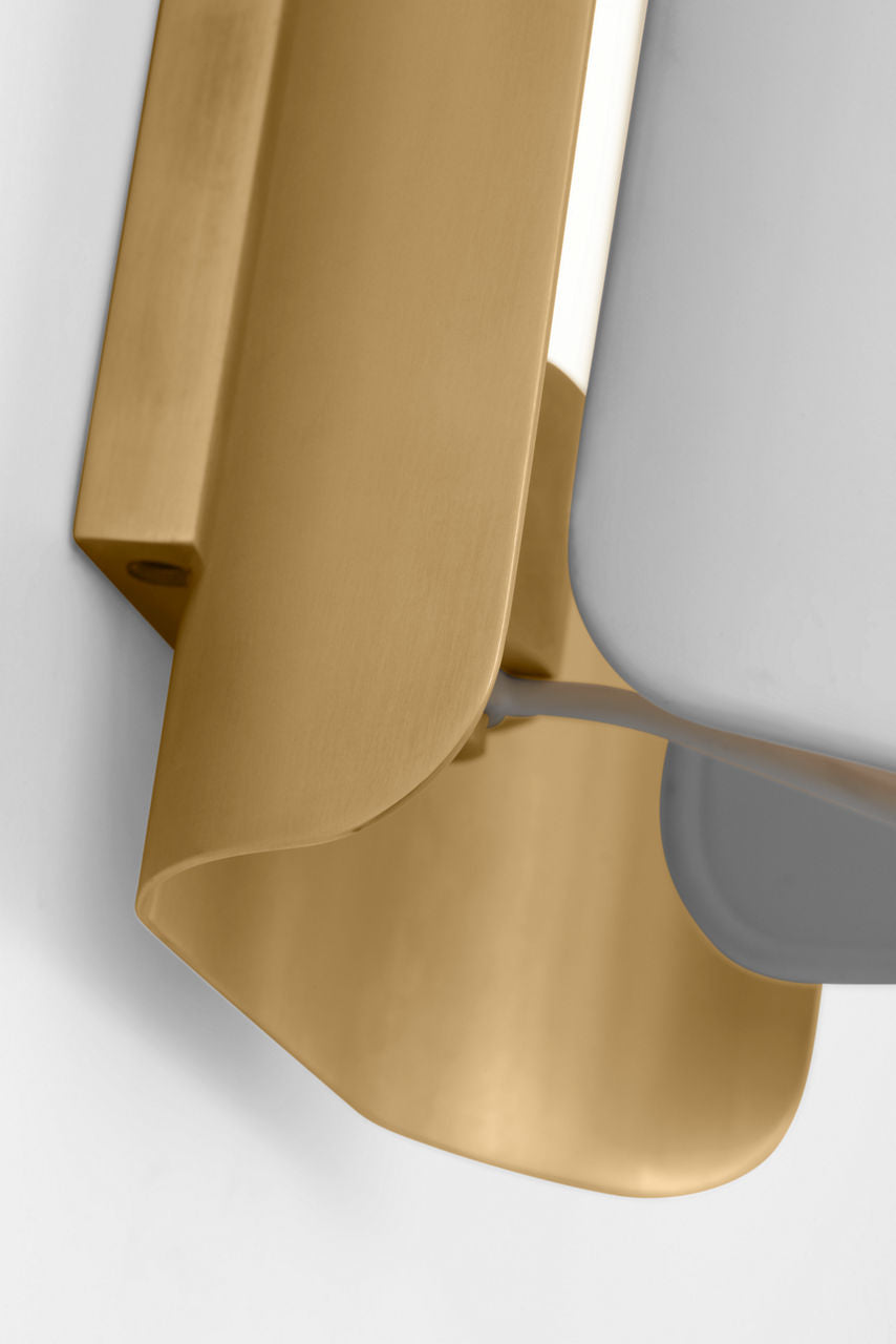 Penumbra 21" Sconce | Hand-Rubbed Antique Brass and White