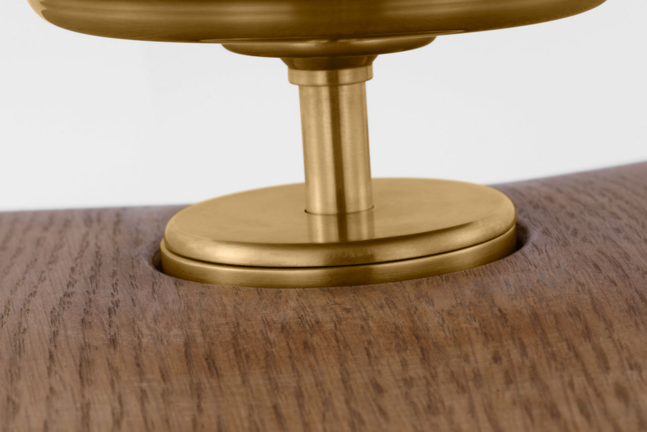 Mahalo 22" Semi-Flush Mount | Hand-Rubbed Antique Brass and White Glass | Natural Oak Shade