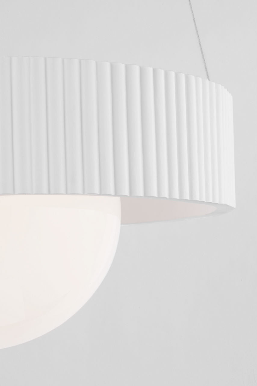 Arena 18" Ring and Globe Chandelier | Bronze and Matte White | White Glass