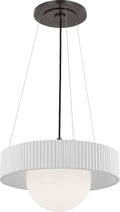 Arena 18" Ring and Globe Chandelier | Bronze and Matte White | White Glass