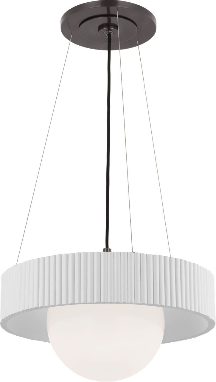 Arena 18" Ring and Globe Chandelier | Bronze and Matte White | White Glass