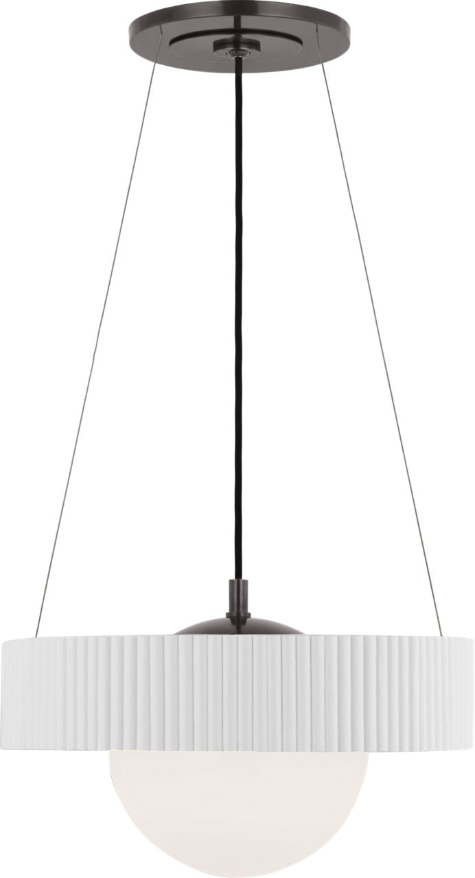 Arena 18" Ring and Globe Chandelier | Bronze and Matte White | White Glass