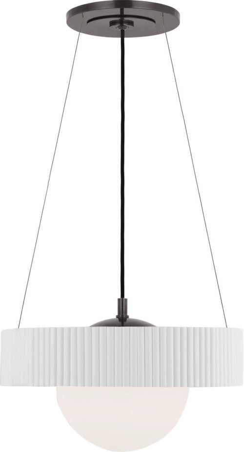 Arena 18" Ring and Globe Chandelier | Bronze and Matte White | White Glass