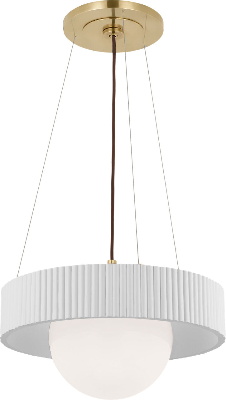Arena 18" Ring and Globe Chandelier | Hand-Rubbed Antique Brass and Matte White | White Glass