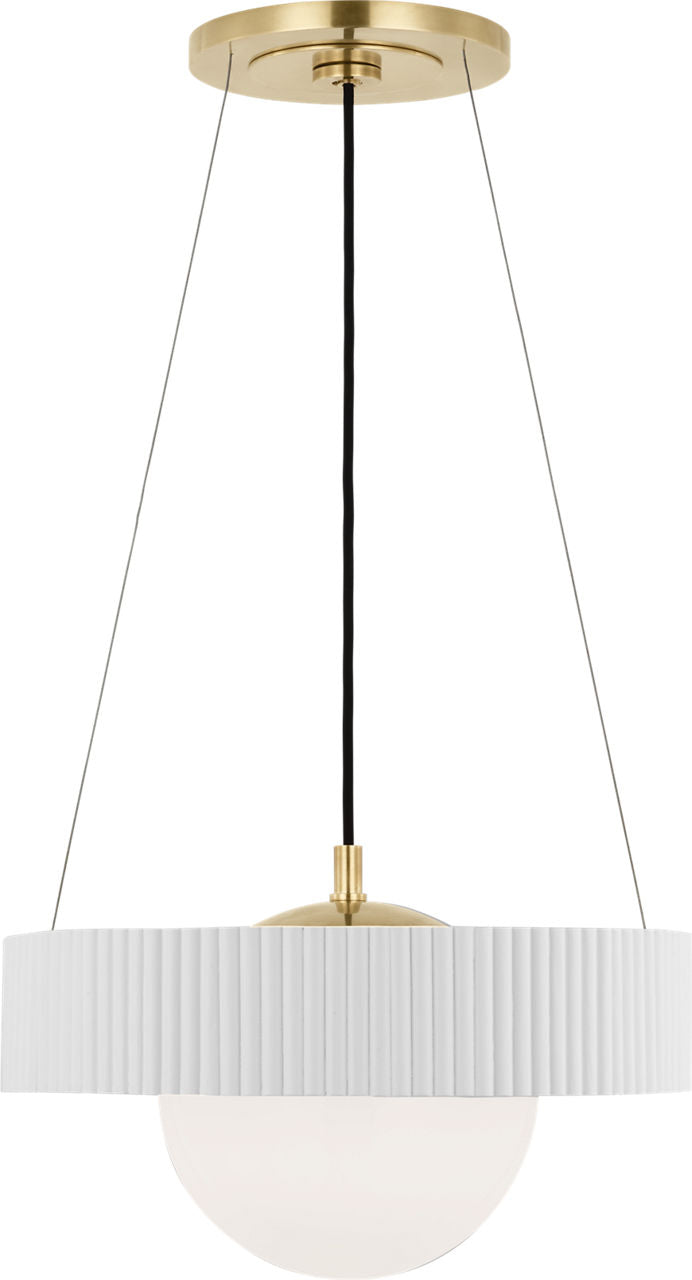 Arena 18" Ring and Globe Chandelier | Hand-Rubbed Antique Brass and Matte White | White Glass
