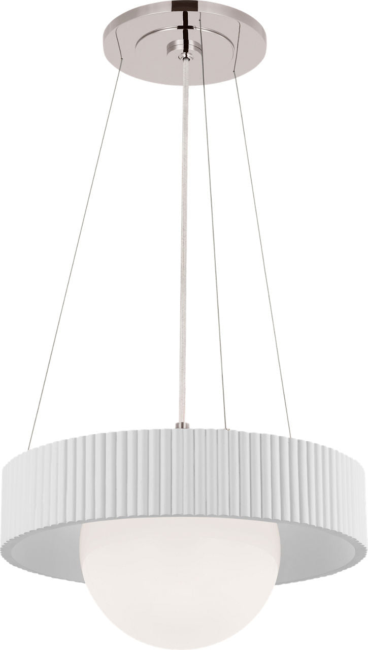 Arena 18" Ring and Globe Chandelier | Polished Nickel and Matte White | White Glass