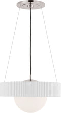 Arena 18" Ring and Globe Chandelier | Polished Nickel and Matte White | White Glass