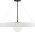 Arena 42" Ring and Globe Chandelier | Bronze and Matte White | White Glass