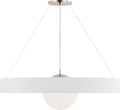 Arena 42" Ring and Globe Chandelier | Polished Nickel and Matte White | White Glass