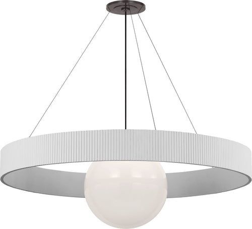 Arena 53" Ring and Globe Chandelier | Bronze and Matte White | White Glass