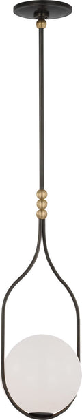 Jodo 9" Pendant | Bronze and Brass | White Glass