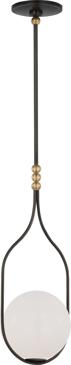 Jodo 9" Pendant | Bronze and Brass | White Glass