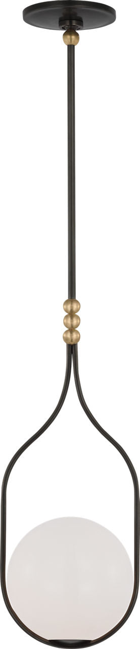 Jodo 9" Pendant | Bronze and Brass | White Glass