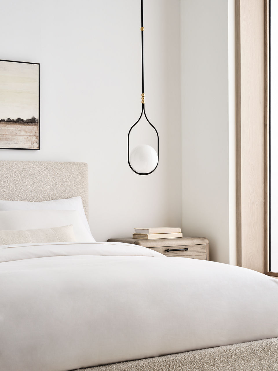 Jodo 9" Pendant | Bronze and Brass | White Glass