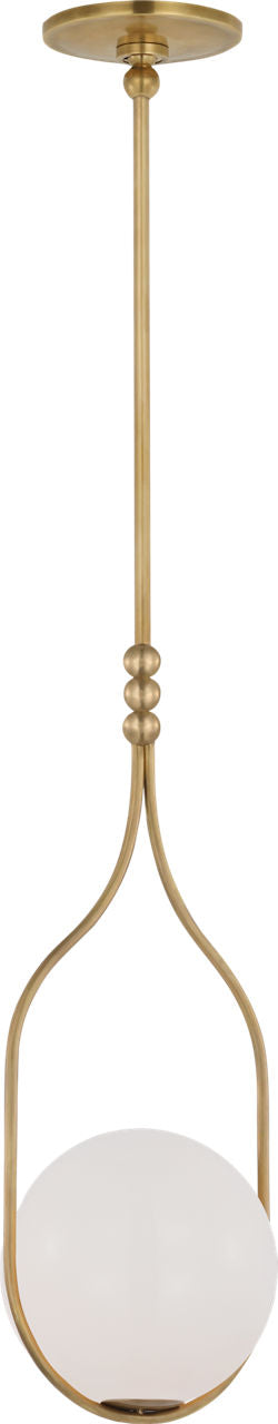 Jodo 9" Pendant | Hand-Rubbed Antique Brass | White Glass