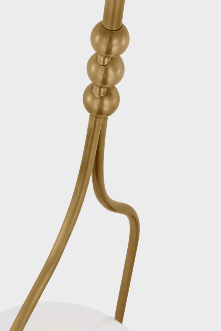 Jodo 9" Pendant | Hand-Rubbed Antique Brass | White Glass