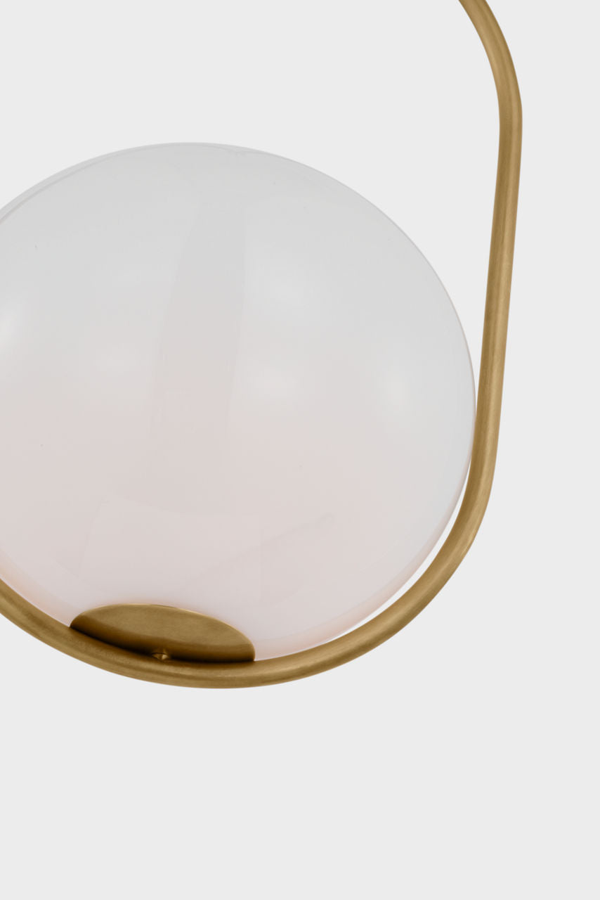 Jodo 9" Pendant | Hand-Rubbed Antique Brass | White Glass