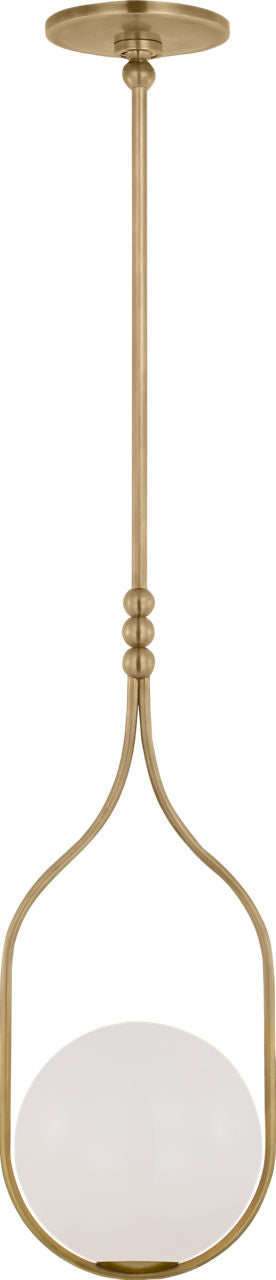 Jodo 9" Pendant | Hand-Rubbed Antique Brass | White Glass