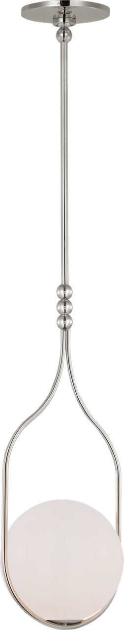 Jodo 9" Pendant | Polished Nickel | White Glass