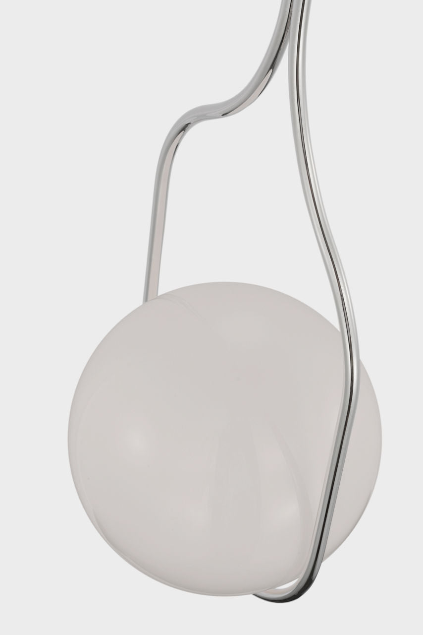 Jodo 9" Pendant | Polished Nickel | White Glass