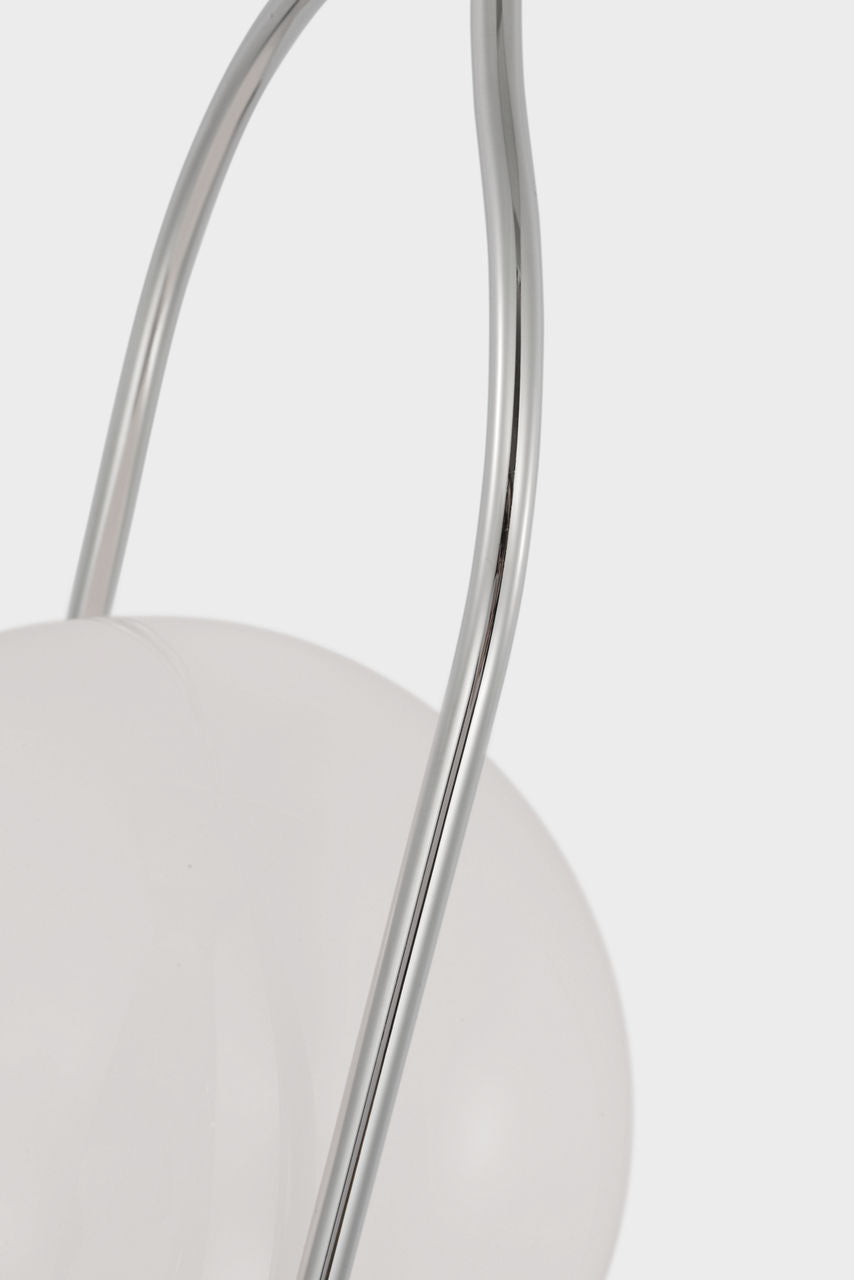 Jodo 9" Pendant | Polished Nickel | White Glass
