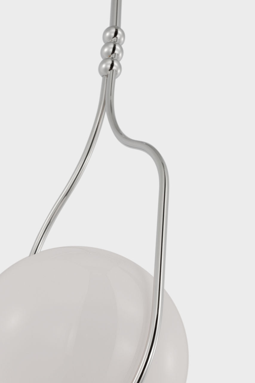 Jodo 9" Pendant | Polished Nickel | White Glass