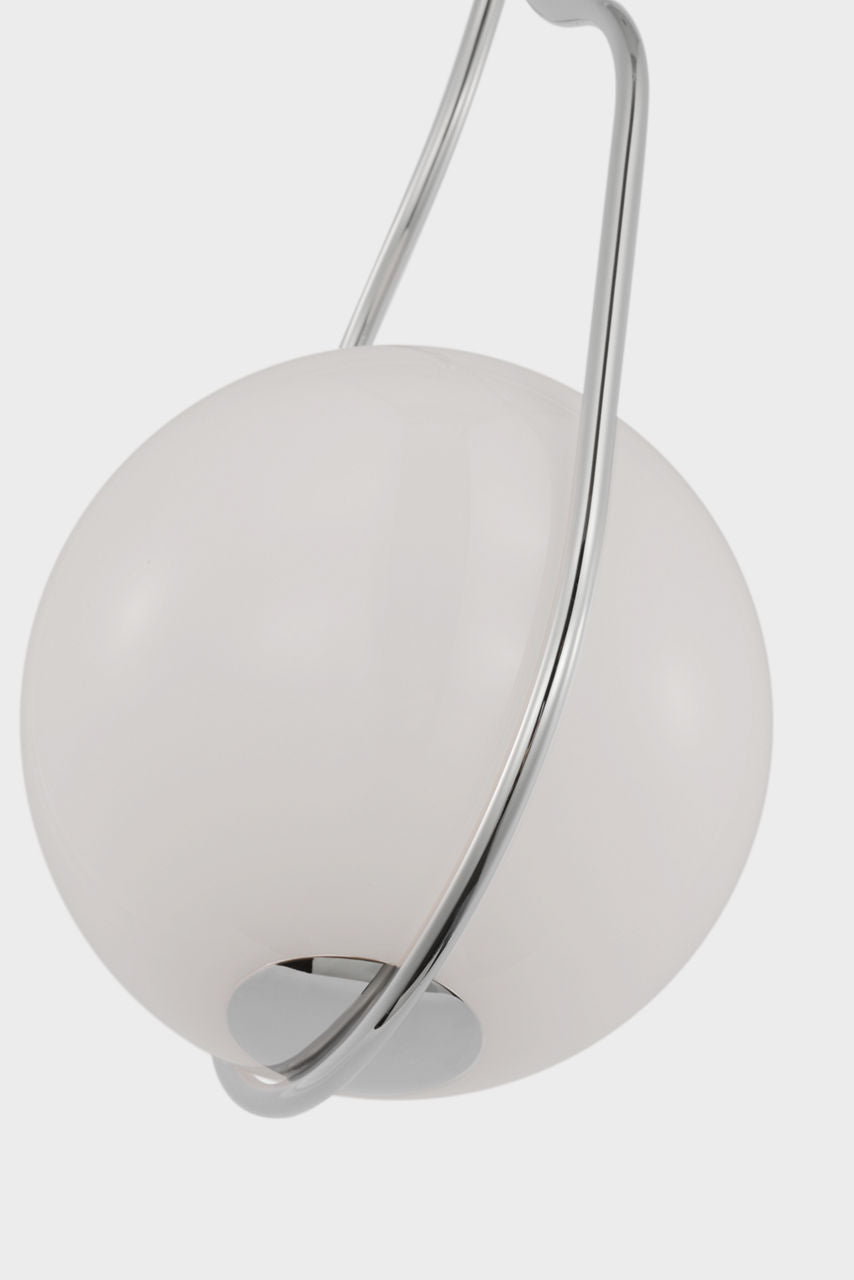 Jodo 9" Pendant | Polished Nickel | White Glass