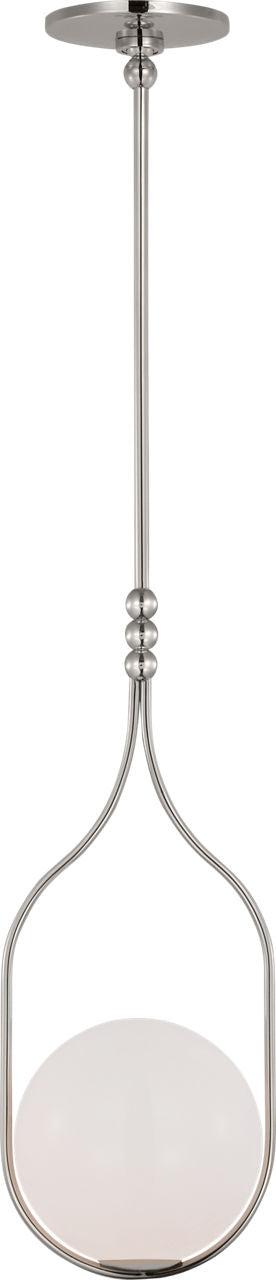 Jodo 9" Pendant | Polished Nickel | White Glass