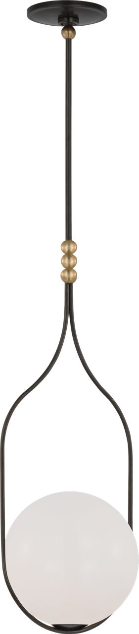 Jodo 12" Pendant | Polished Nickel | White Glass
