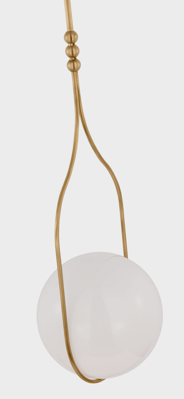 Jodo 12" Pendant | Hand-Rubbed Antique Brass | White Glass