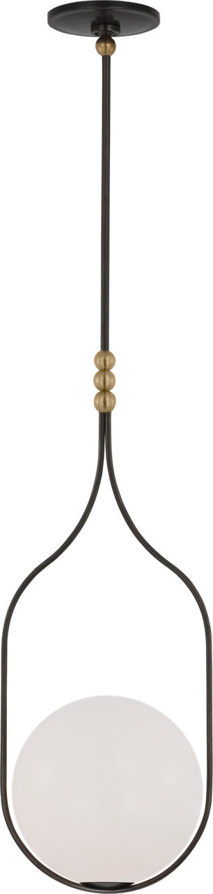 Jodo 12" Pendant | Polished Nickel | White Glass