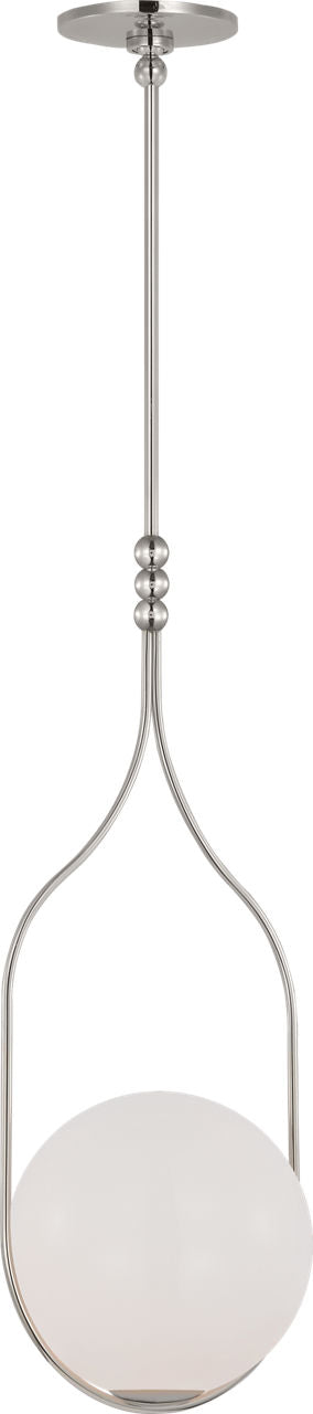 Jodo 12" Pendant | Polished Nickel | White Glass