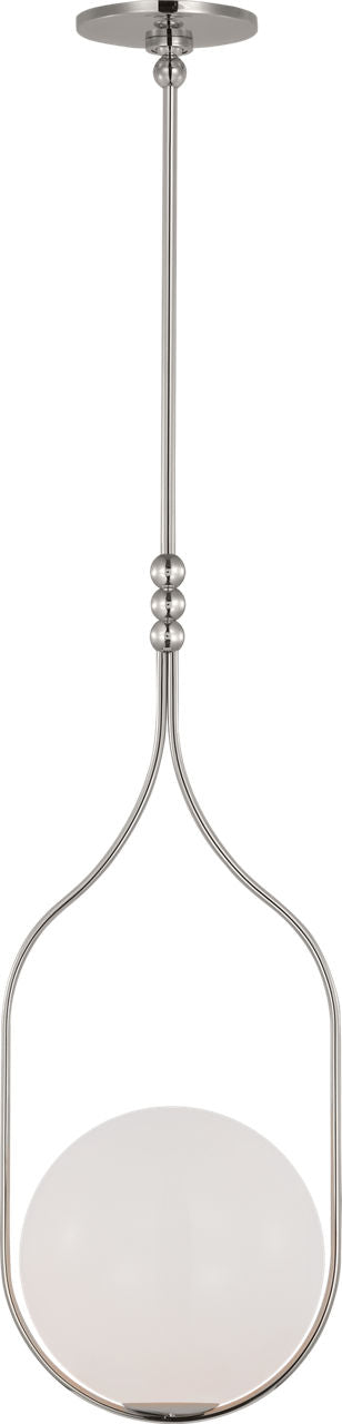 Jodo 12" Pendant | Polished Nickel | White Glass