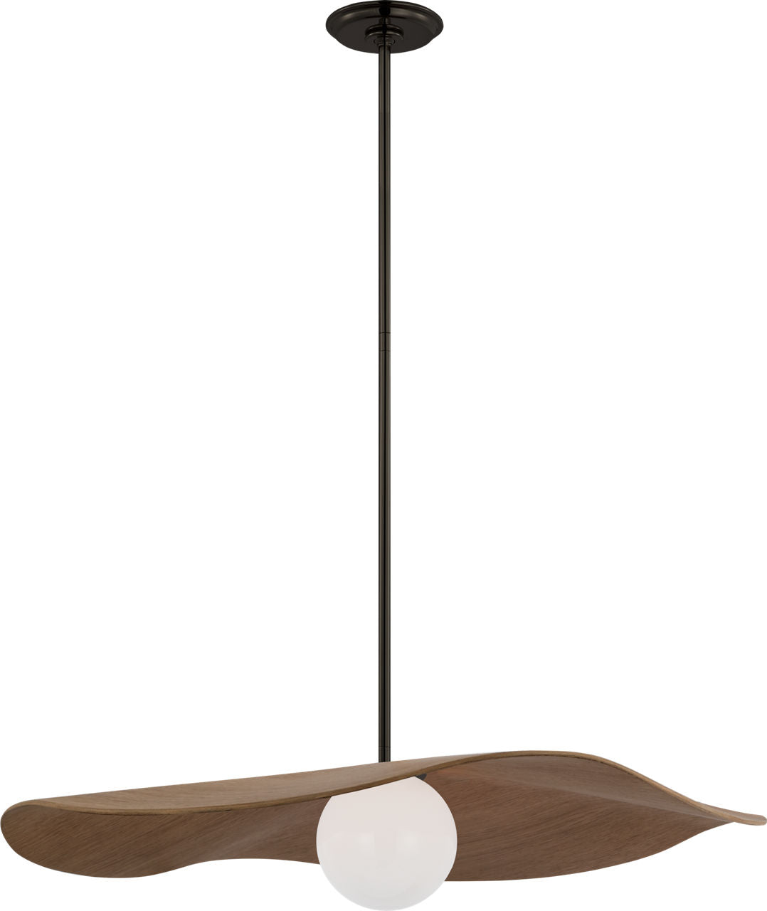 Mahalo 28" Pendant | Bronze and White Glass | Natural Oak Shade