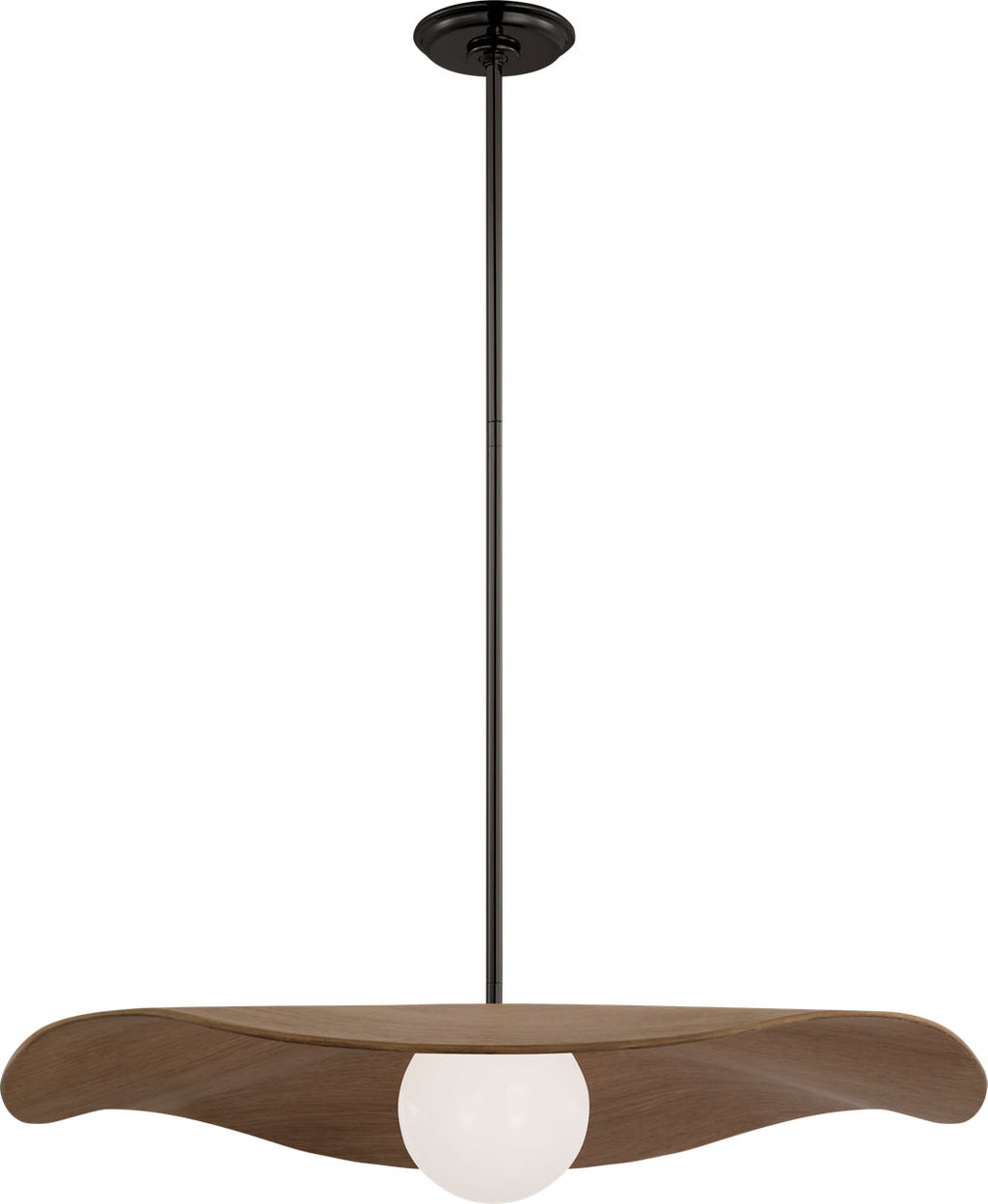 Mahalo 28" Pendant | Bronze and White Glass | Natural Oak Shade