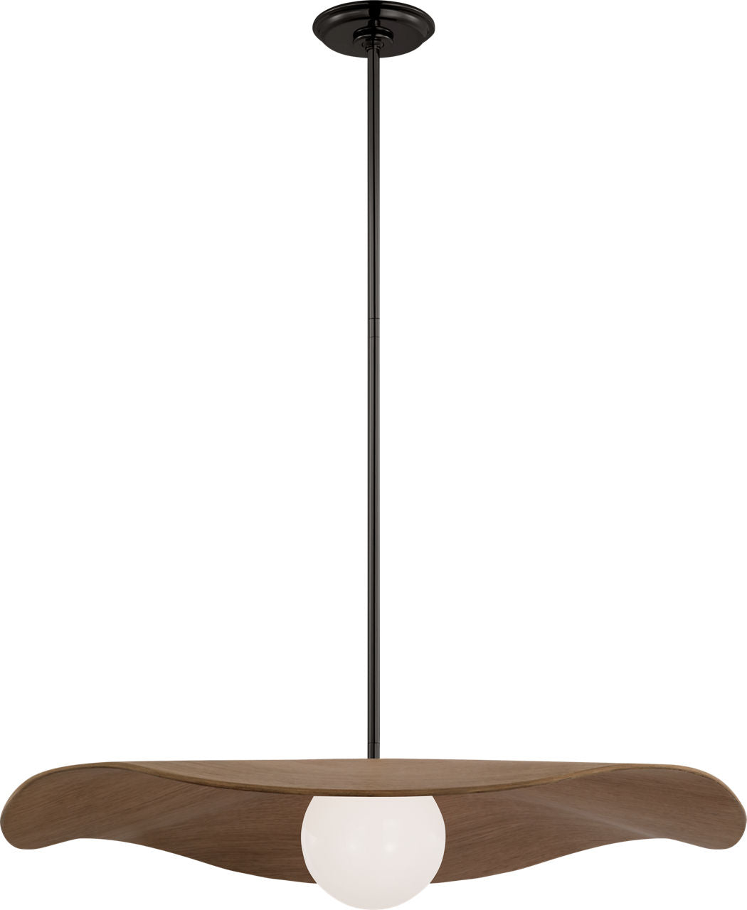 Mahalo 28" Pendant | Bronze and White Glass | Natural Oak Shade