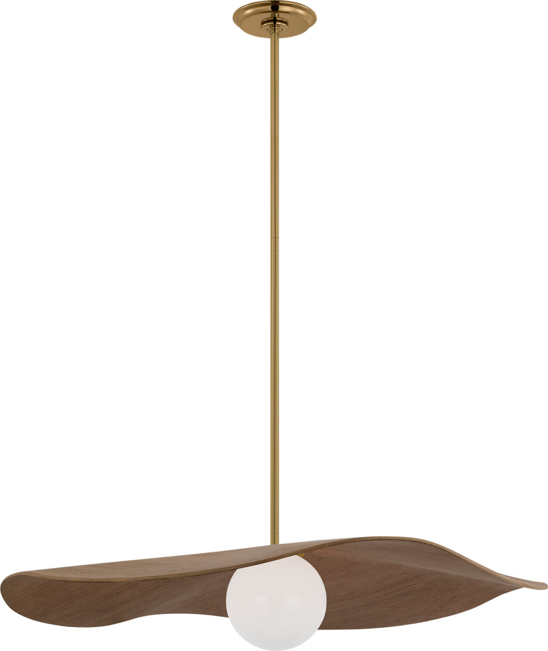 Mahalo 28" Pendant | Hand-Rubbed Antique Brass and White Glass | Natural Oak Shade