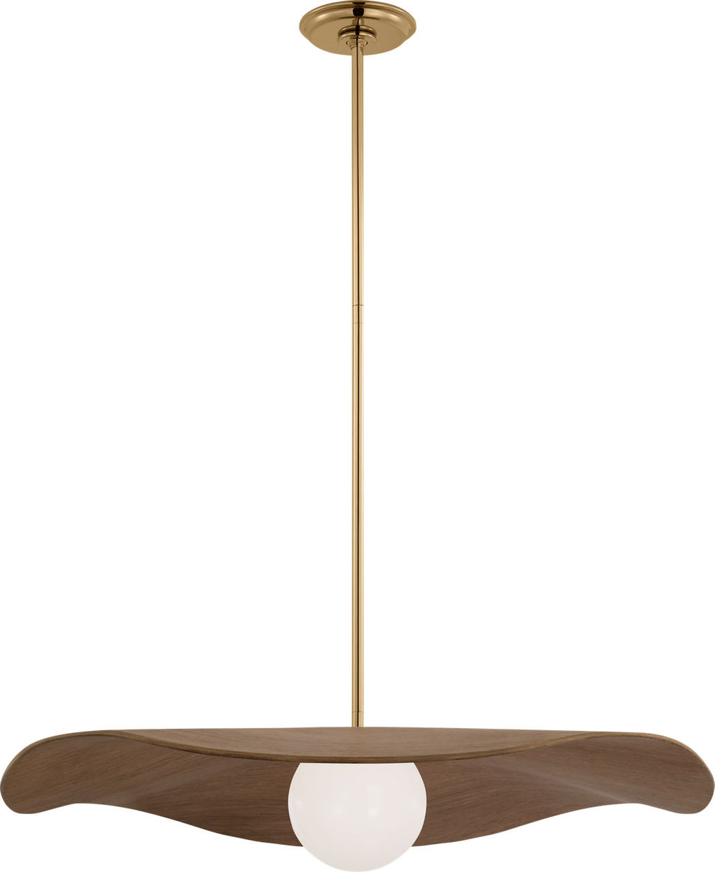 Mahalo 28" Pendant | Hand-Rubbed Antique Brass and White Glass | Natural Oak Shade